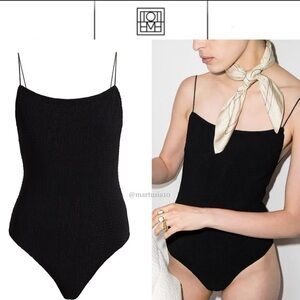 Totême smocked-detail One piece swimsuit M in Black $250
